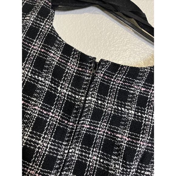 Vintage Jody Sz 5/6 Midi Tweed Plaid Grunge Dark Academia Sheath Dress - Picture 9 of 15